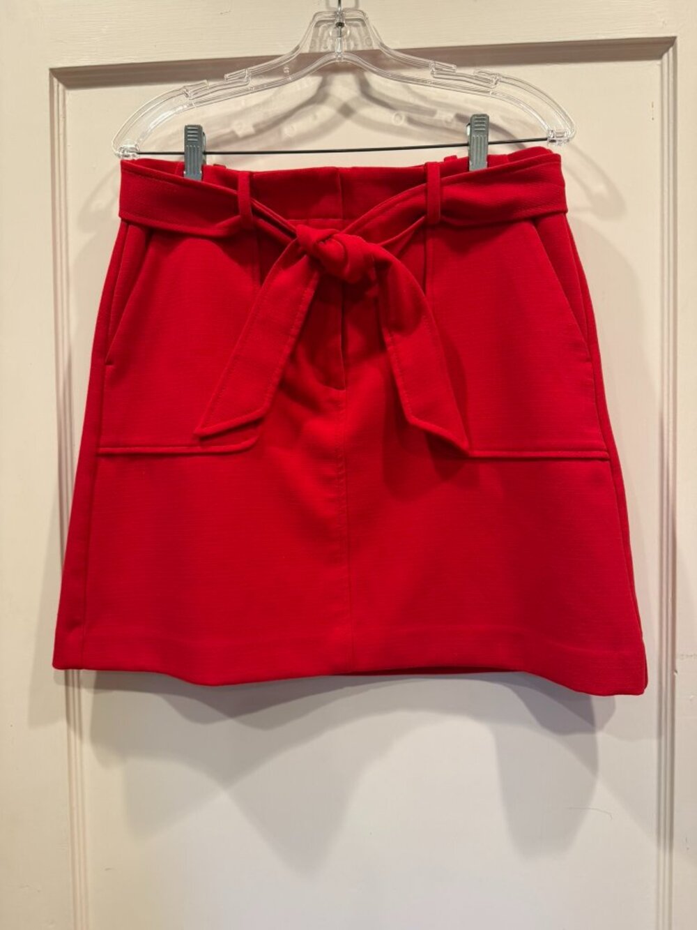 LOFT Red Mini Skirt with Tie Waist and Patch Pockets - Size 6